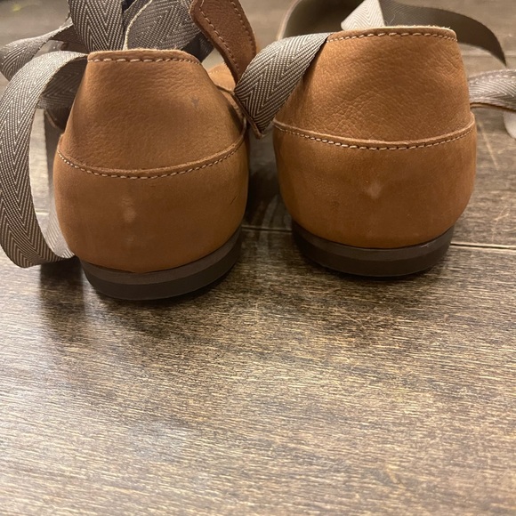 Free People brown suede flats with lace up ties size 40 9.5 womens.  Ballerina. - Picture 4 of 8